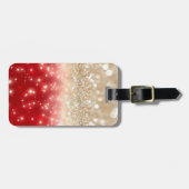 Goud en rode glitter bagagelabel (Voorkant horizontaal)
