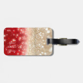 Goud en rode glitter bagagelabel (Achterkant horizontaal)