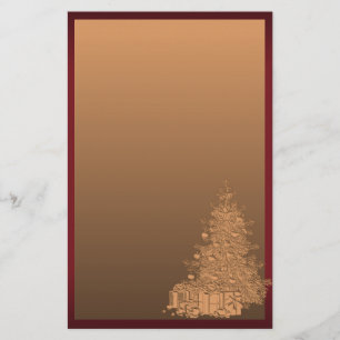 Goud en rode kerstboom briefpapier