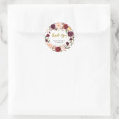 Goud en Rode Marsala Bloemen Dank u Sticker (Tas)