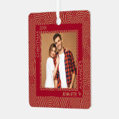 Goud en rode paren Foto Metalen Ornament (Voorkant links)