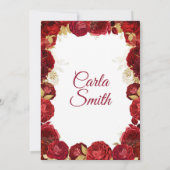 Goud en Rode Rozen Mis Quince Verjaardag Uitnodigi Kaart (Achterkant)