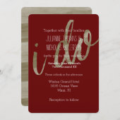 Goud en Rode Waterverf Ik doe Bruiloft Kaart (Voorkant / Achterkant)