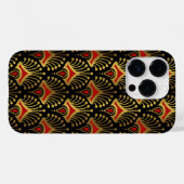 Goud en rood Art Deco-patroon op zwart Case-Mate iPhone Case (Achterkant (horizontaal))