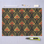 Goud en rood Art Deco-patroon op zwart Tissuepapier (Craft)