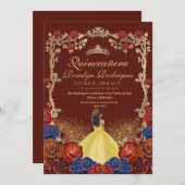 Goud en rood Bourgondië Quinceanera schoonheid en Kaart (Voorkant / Achterkant)