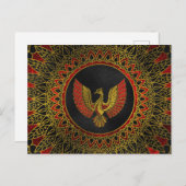 Goud en rood Gedecormeerd Phoenix vogelsymbool Briefkaart (Voorkant / Achterkant)