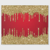 Goud en rood glitter kerstmis cadeaupapier (Vlak)