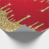 Goud en rood glitter kerstmis cadeaupapier (Hoek)