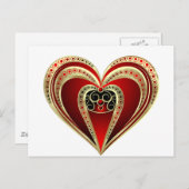 Goud en rood hart briefkaart (Voorkant / Achterkant)