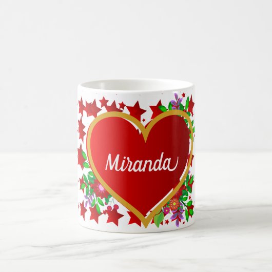 Goud en rood hart koffiemok (Center)