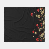 Goud en rood hart op zwarte achtergrond fleece deken (Voorkant (Horizontaal))