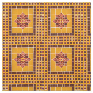 Goud en rood herhalen Mexicaanse Tegel Pattern Stof