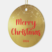 Goud en rood kerst keramisch ornament (Links)