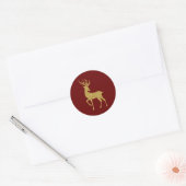 Goud en rood kerst rendieren ronde sticker (Envelop)