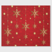 Goud en rood kerstpapier, rol cadeaupapier (Vlak)