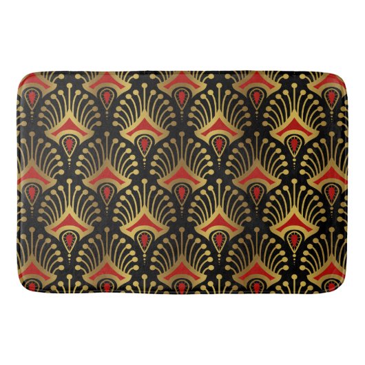 Goud en rood Kunstdecopatroon Badmat (Voorkant)