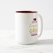 Goud en rood | Moderne Afstuderen aangepaste cadea Tweekleurige Koffiemok (Voorkant rechts)