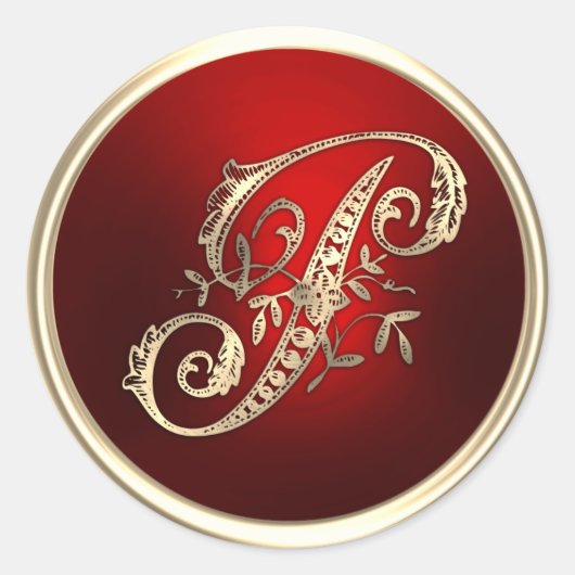 Goud en rood Monogram P Envelope Seal Ronde Sticker (Voorkant)