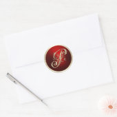 Goud en rood Monogram P Envelope Seal Ronde Sticker (Envelop)