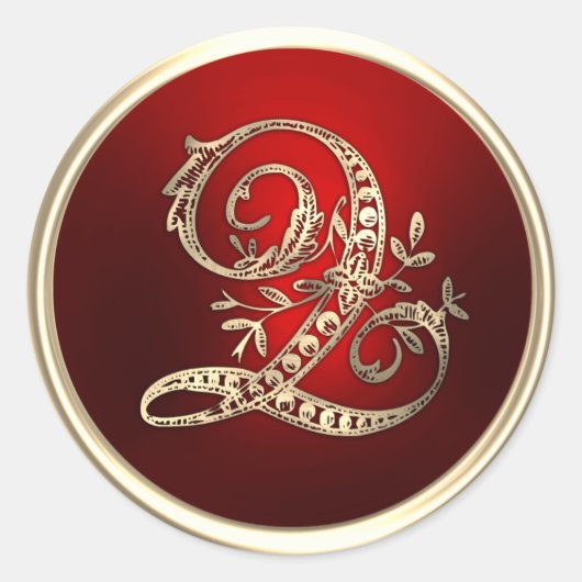 Goud en rood Monogram Q Envelope Seal Ronde Sticker (Voorkant)