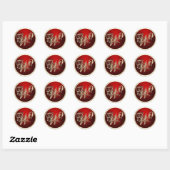 Goud en rood Monogram W-envelop Ronde Sticker (Vel)