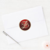 Goud en rood monogram Z-envelop Ronde Sticker (Envelop)