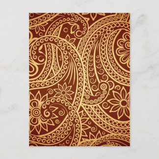 Goud en rood paisley briefkaart