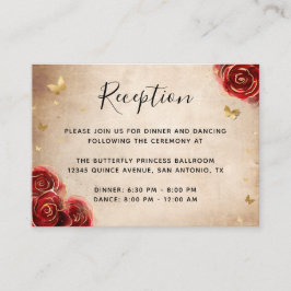 Goud en rood Rose Perkament Elegante Details Informatiekaartje