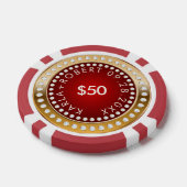 Goud en Rood Wit Diamanten Monogram Poker Chips (Enkel)