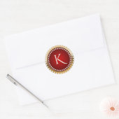 Goud en Rood Wit Diamanten Monogram Ronde Sticker (Envelop)
