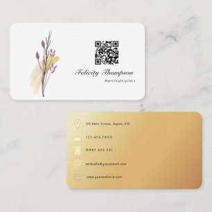 Goud en Rose Goud Kwaststreken QR-code Visitekaartje