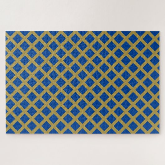 Goud en Royal Blue Lattice Legpuzzel (Horizontaal)