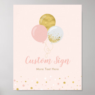 Goud en roze ballonnen Aangepast Girl Birthday P Poster