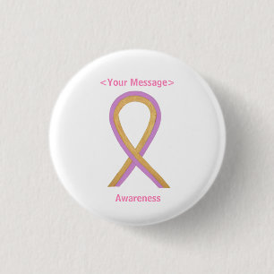 Goud en roze bewustzijn Ribbon Angel Button Pins