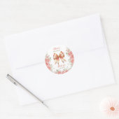Goud en Roze Bloemen Bow Baby shower Ronde Sticker (Envelop)