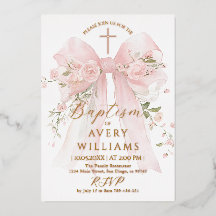 Goud en Roze Bloemen Bow Boy Doop Elegant
