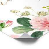 Goud en roze bloemige bruidsfeest welkomstposter poster (Hoek)