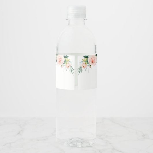 Goud en Roze Bloemige Bruidsmeisjesfeest  Waterfles Etiket (Achterkant)