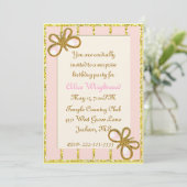 goud en roze Dames en heren uitnodiging (Staand voorkant)