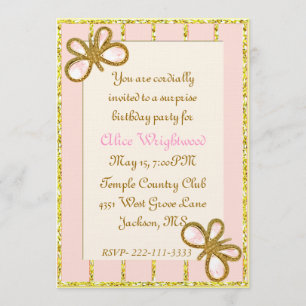  goud en roze Dames en heren uitnodiging