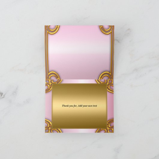 Goud en Roze Dankkaart Voeg uw eigen tekst toe Bedankkaart (Binnen)