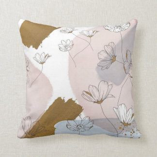 Goud en roze Floral schilderen Kussen