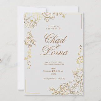 Goud en Roze Huwelijksuitnodiging Kaart