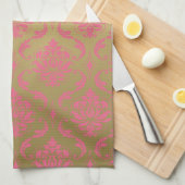 Goud en roze Klassic Damask Theedoek (Quarter Fold)