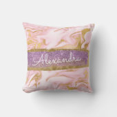 Goud en roze marmer met Gold Foil en Glitter Kussen (Voorkant)