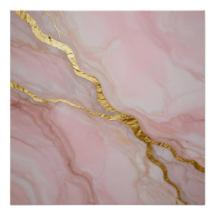 Goud en roze marmer textuur perfect poster