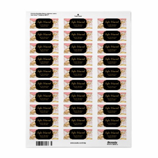 Goud en Roze Sequins Agaat Etiket (Full Sheet)