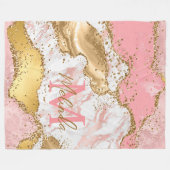 Goud en Roze Sequins Agaat Fleece Deken (Voorkant (Horizontaal))
