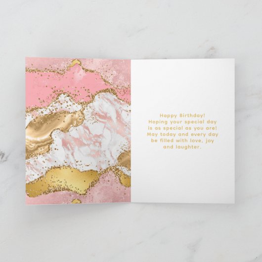Goud en Roze Sequins Agaat Gelukkige Verjaardag Kaart (Binnen)